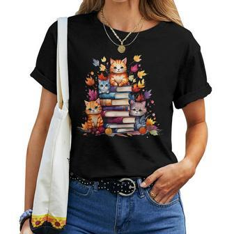 Cat Lover Cats And Books Book Lover Reading Lover Cat Women T-shirt - Monsterry UK