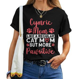 Cat Mom But More Pawsitive Cymric Cat Mom Women T-shirt | Mazezy