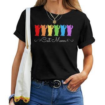 Cat Mom Rainbow Cat Lover Women T-shirt - Thegiftio UK