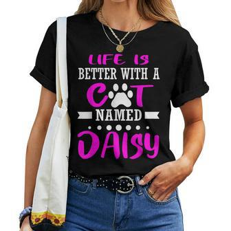 Cat Named Daisy Funny Cut Cat Mom Dad Owner Christmas Gift Women T-shirt Casual Daily Crewneck Short Sleeve Graphic Basic Unisex Tee