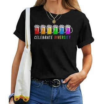 Celebrate Diversity Beer Drinking Lgbt Beer Gay Pride Month  Women T-shirt Crewneck Short Sleeve Graphic