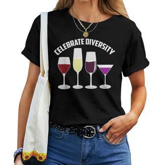 Celebrate Diversity Cool Wine Lovers Women T-shirt - Thegiftio UK