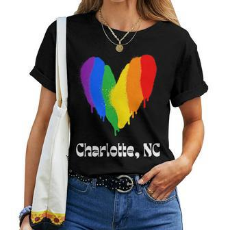 Charlotte North Carolina Lgbtq Lgbt Gay Pride Rainbow Retro Women T-shirt | Mazezy
