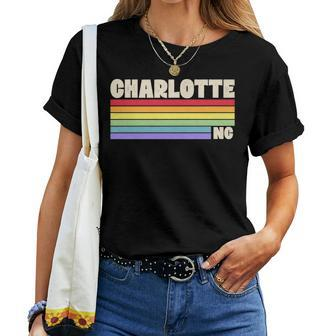 Charlotte North Carolina Pride Rainbow Flag Gay Pride Merch Women T-shirt | Mazezy