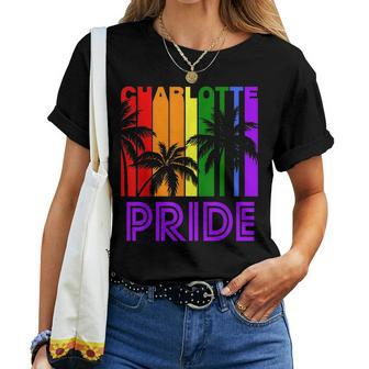 Charlotte Pride Gay Pride Lgbtq Rainbow Palm Trees Women T-shirt | Mazezy