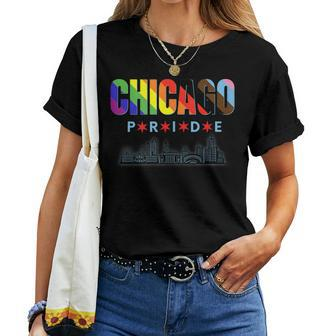 Chicago Gay Pride Rainbow Skyline Women T-shirt | Mazezy