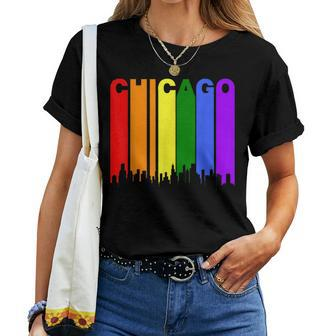 Chicago Illinois Downtown Rainbow Lgbt Gay Pride Women T-shirt | Mazezy