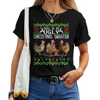 Chicken Christmas This Is My Ugly Sweater Women T-shirt | Mazezy