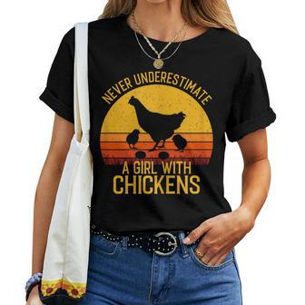 Chicken Never Underestimate A Girl With Chickens Women T-shirt - Monsterry DE