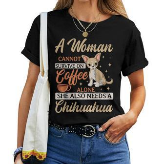 Chihuahua Coffee Lover Animal Lover Dog Owner Breeder Women T-shirt Crewneck Short Sleeve Graphic - Monsterry CA