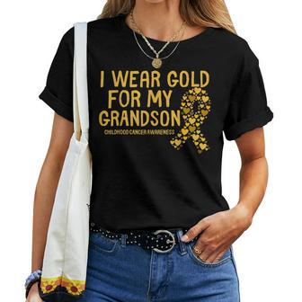 Childhood Cancer Awareness Month Ribbon Grandson Grandma Women T-shirt