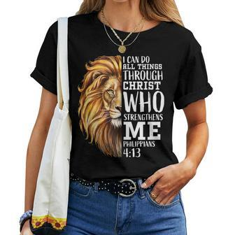 Christian Bible Verse Sayings Religious Him Lion Judah Women T-shirt | Mazezy