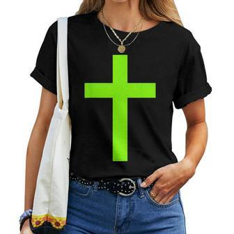 Christian God Jesus Cross Lime Green  Women T-shirt Casual Daily Crewneck Short Sleeve Graphic Basic Unisex Tee