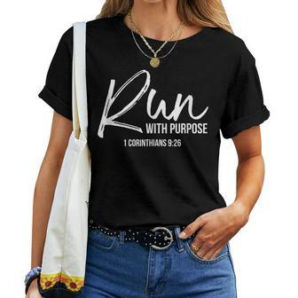 Christian Runner Running Gear Run With Purpose Quote Women T-shirt | Mazezy