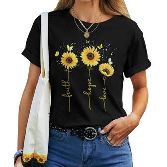 Christian For Women Sunflower Faith Hope Love Women T-shirt | Mazezy