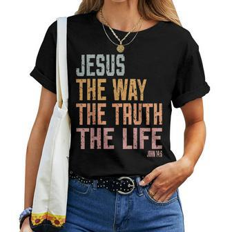 Christian T Women Men Kids Jesus The Way Truth Life Women T-shirt Crewneck Short Sleeve Graphic - Monsterry UK