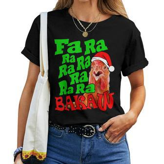 Christmas Chicken Caroling Fa Ra Ra Ugly Christmas Sweater Women T-shirt | Mazezy