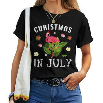 Christmas In July Flamingo Women T-shirt - Seseable