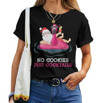 Christmas In July No Cookies Just Cocktails Summer Flamingo Cocktails Women T-shirt | Mazezy AU