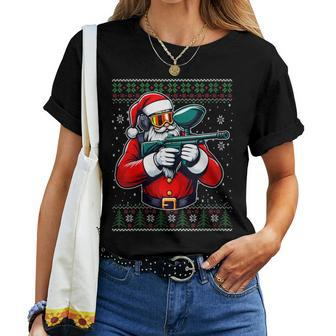 Christmas Santa Paintball Ugly Christmas Sweater Women T-shirt - Monsterry AU