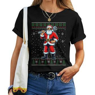 Christmas Santa Plumber Ugly Christmas Sweater Women T-shirt - Monsterry AU
