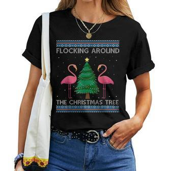 Christmas Tree Flamingo Ugly Christmas Sweaters Women T-shirt - Monsterry DE