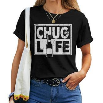 Chug Life College Beer Alcohol Drinking Games Women T-shirt | Mazezy