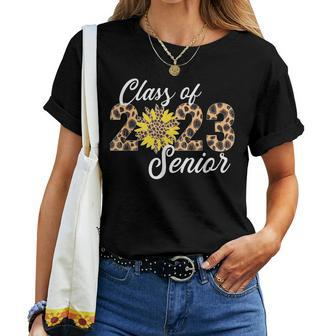 Class Of 2023 Senior Graduation Leopard Sunflower Vintage Women T-shirt | Mazezy