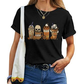 Coffee And Horror Movies Scary Halloween Coffee Lover For Coffee Lovers Women T-shirt | Mazezy