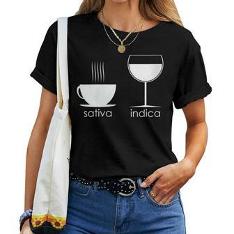 Graphic Coffee Wine Sativa Indica Wine Women T-shirt Crewneck | Mazezy