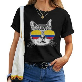 Colombia Flag Colombian Pride Cat Men Women Kids Women T-shirt Crewneck | Mazezy