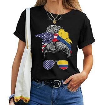 Colombian Girl Usa Heritage American Colombia Flag Women T-shirt | Mazezy CA