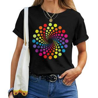 Colored Multicolor Polka Dot September 15Th Dot Day Rainbow Women T-shirt - Seseable