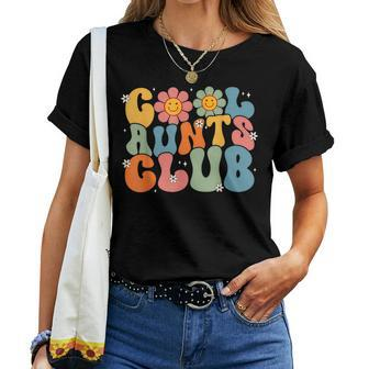 Cool Aunts Club Groovy Retro Smile Aunt Auntie Mothers Day Women T-shirt Short Sleeve Graphic - Thegiftio UK
