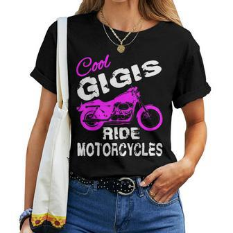 Cool Grandma Nana Gigi Rides Motorcycle Women T-shirt | Mazezy CA