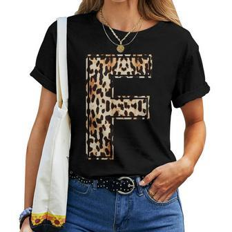 Cool Letter F Initial Name Leopard Cheetah Print Women T-shirt | Mazezy