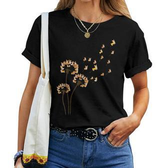 Corgi Dandelion Flying Flower Animal Lover Dog Owner Women T-shirt | Mazezy