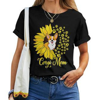 Corgi Mom Cute Corgi Dog Sunflower Happy Women T-shirt | Mazezy