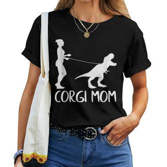 Corgi Mom Dog Dinosaur Corgi Mama Women T-shirt | Mazezy