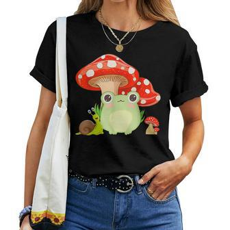 Cottagecore Aesthetic Frog Snail Mushroom Kids N Girls Women T-shirt - Seseable