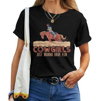 Cowgirls Just Wanna Have Fun Horse Riding Lover Cowgirls Horse Riding Women T-shirt Crewneck | Mazezy
