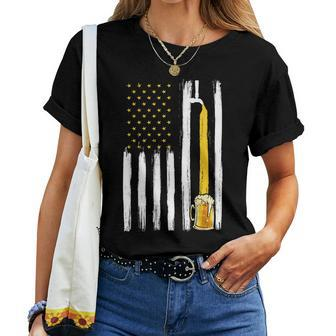 Craft Beer American Flag Usa 4Th Of July Brewery America Women T-shirt | Mazezy