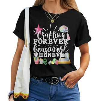 Crafting Sewing Quilting Paint Draw Crocheting Artists Women T-shirt | Mazezy