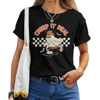 Creep It Real Spooky Ghost Mouse Halloween Women T-shirt - Monsterry