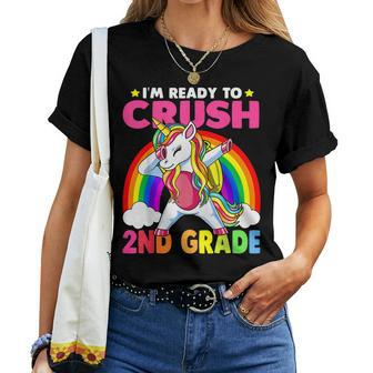 Crush 2Nd Grade Dabbing Unicorn Back To School Girls Gift Women T-shirt - Seseable