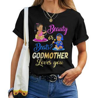 Cute Beauty Or Beat Godmother Loves You Gender Reveal Party Women T-shirt | Seseable CA