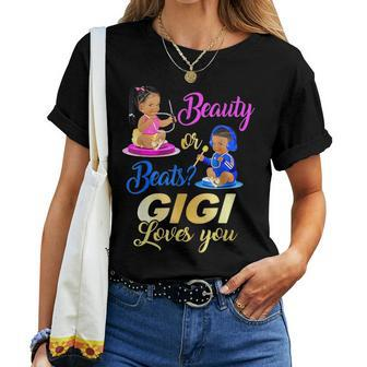 Cute Beauty Or Beat Gigi Loves You - Gender Reveal Party Women T-shirt Crewneck Short Sleeve Graphic - Monsterry