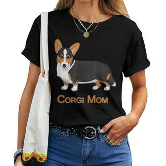 Cute Black & Tan Cardigan Welsh Corgi Mom Dog Lover Women T-shirt | Mazezy CA