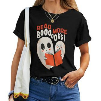 Cute Boo Read More Book Librarian English Teacher Halloween Women T-shirt - Thegiftio UK