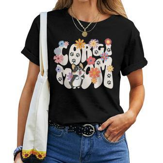 Cute Corgi Dog Tricolor Mom Design Women  Women T-shirt Casual Daily Crewneck Short Sleeve Graphic Basic Unisex Tee